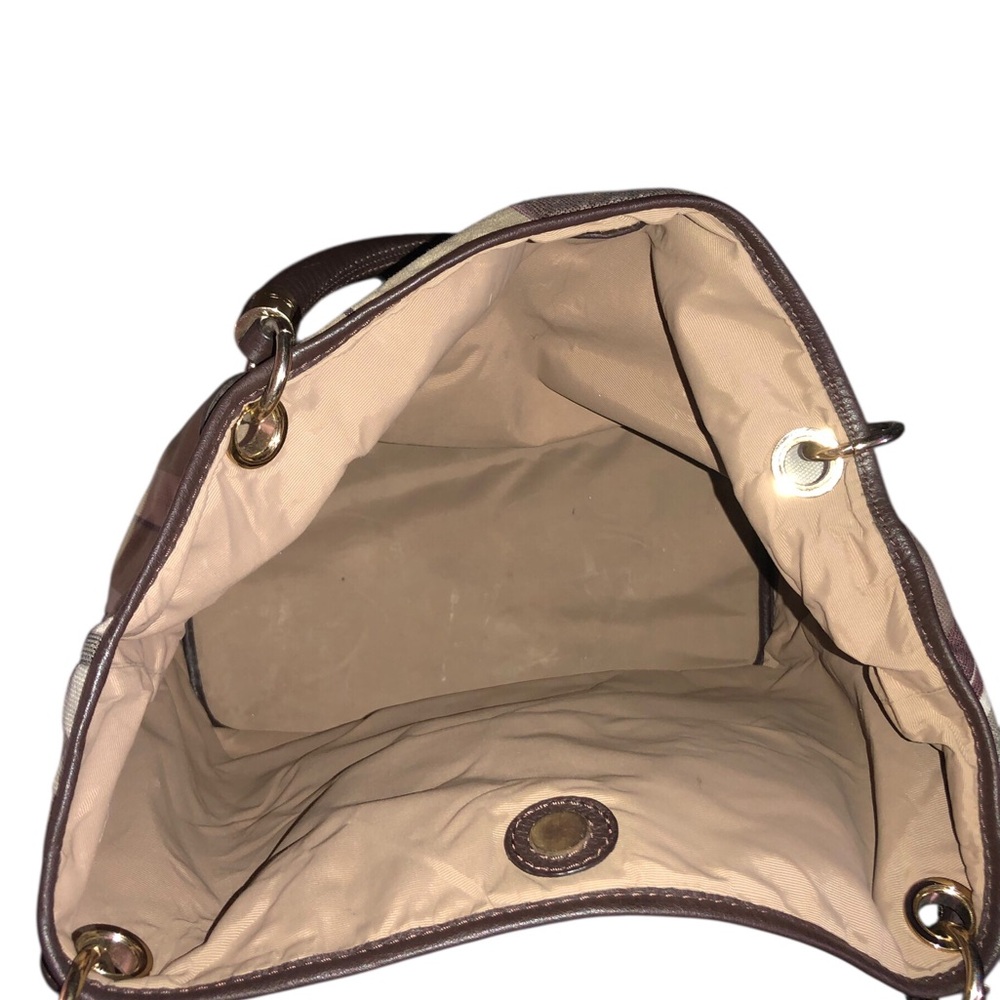 Baumé & Mercier Lancel Paris Elegant Striped Shoulder Bag in Brown and Cream - Picture 6 of 8